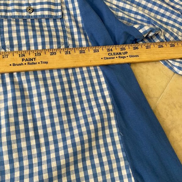 Laura Scott Gingham Blouse top women 3X roll tab sleeves button up w pockets - Picture 7 of 8